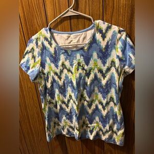 Kim Rogers Blue Short Sleeve Tee with Chevron Pattern
